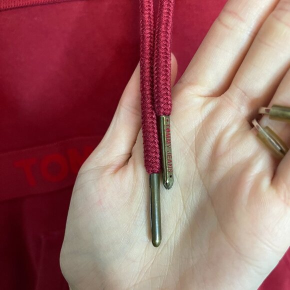 Tommy Jeans Mens Activewear Spellout Logo Pullover Hooded Sweatshirt M Red - Picture 5 of 14